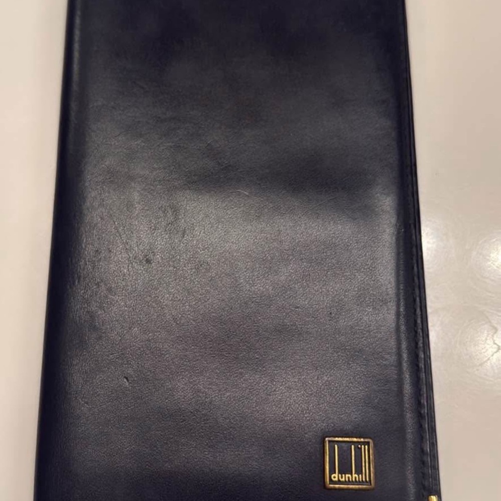 Dunhill Midnight Black Leather Wallet with Gold Accent